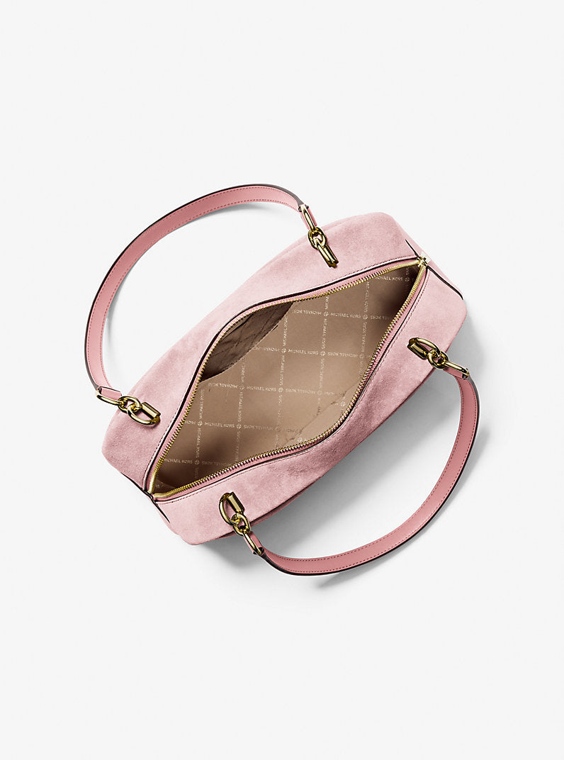 Cecily Medium Suede Shoulder Bag Powder Blush Michael Kors