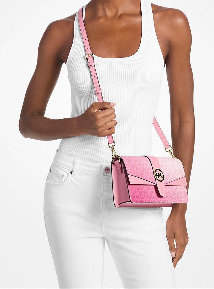Greenwich Medium Ombré Signature Logo Convertible Shoulder Bag Carnation Michael Kors