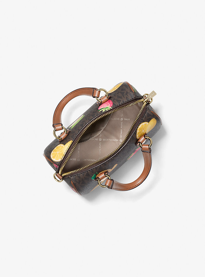 Grayson Small Printed Signature Logo Duffel Crossbody Bag Brown Michael Kors