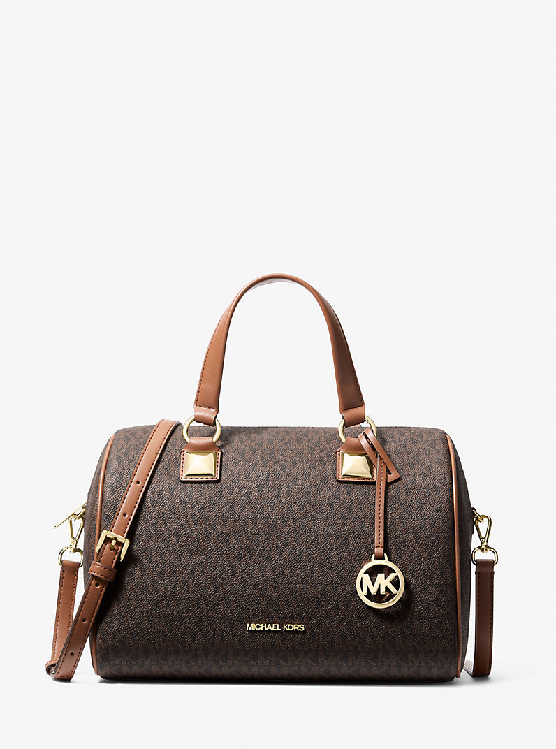 Grayson Medium Signature Logo Duffel Bag Brown Michael Kors