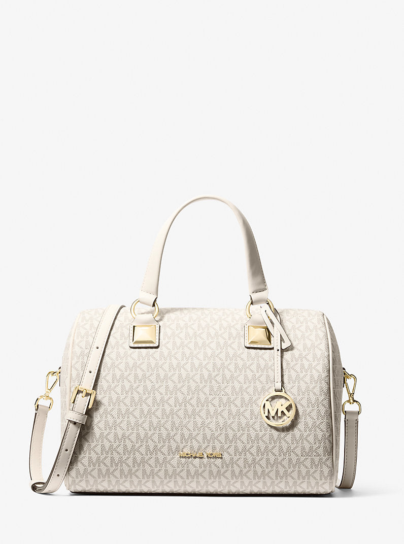 Grayson Medium Signature Logo Duffel Bag Vanilla Michael Kors