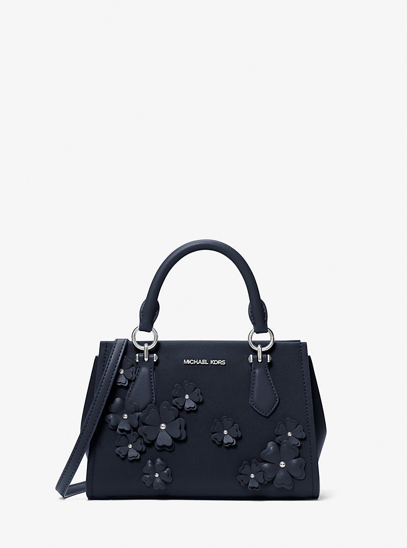 Marilyn Small Floral Embellished Satchel Navy Michael Kors