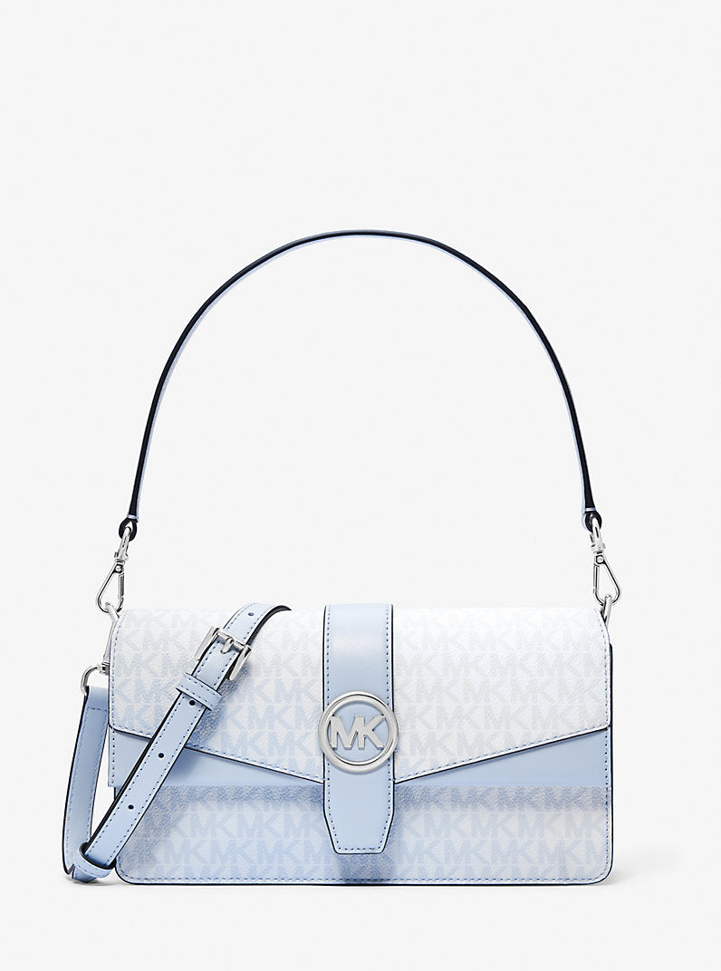 Greenwich Medium Ombré Signature Logo Convertible Shoulder Bag Pale Ocean Michael Kors