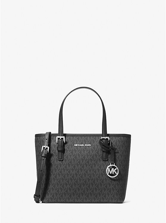 Jet Set Travel Extra-Small Logo Top-Zip Tote Bag Black Michael Kors