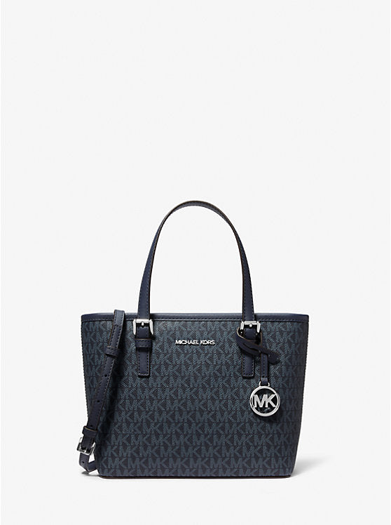 Jet Set Travel Extra-Small Logo Top-Zip Tote Bag Navy Michael Kors