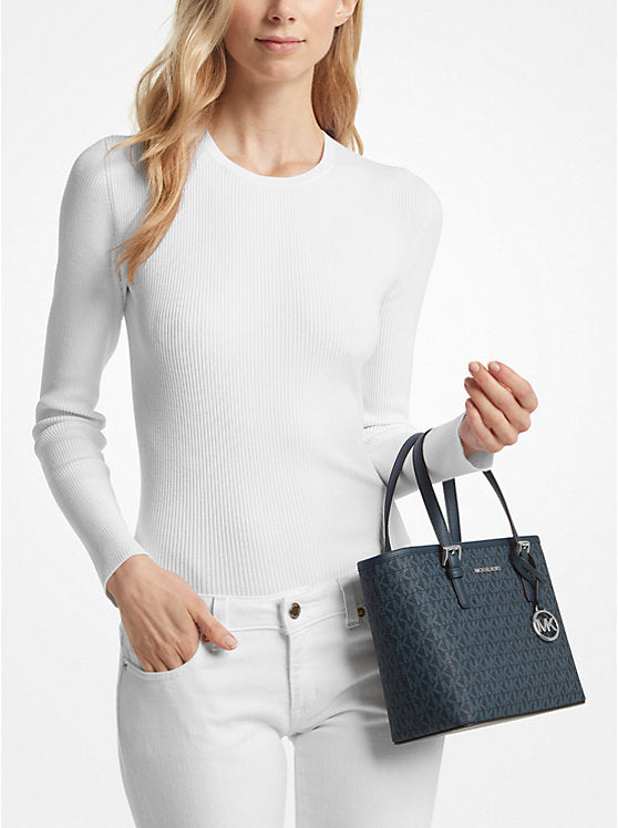 Jet Set Travel Extra-Small Logo Top-Zip Tote Bag Navy Michael Kors