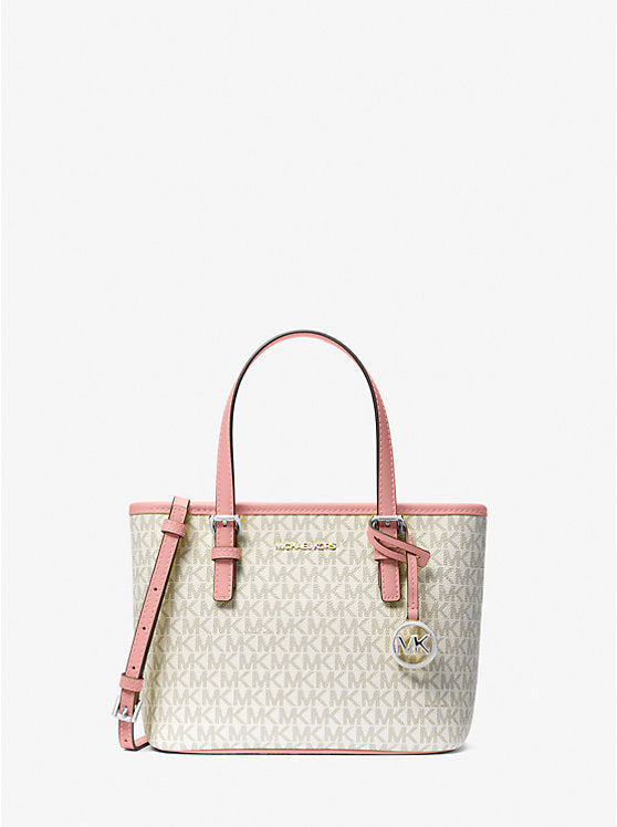 Jet Set Travel Extra-Small Logo Top-Zip Tote Bag Vanilla Pink Michael Kors