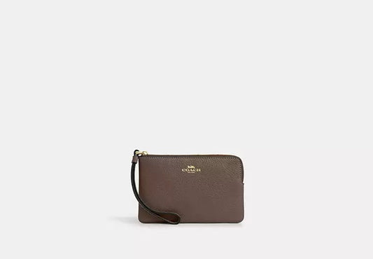 Corner Zip Wristlet Dark Stone Coach