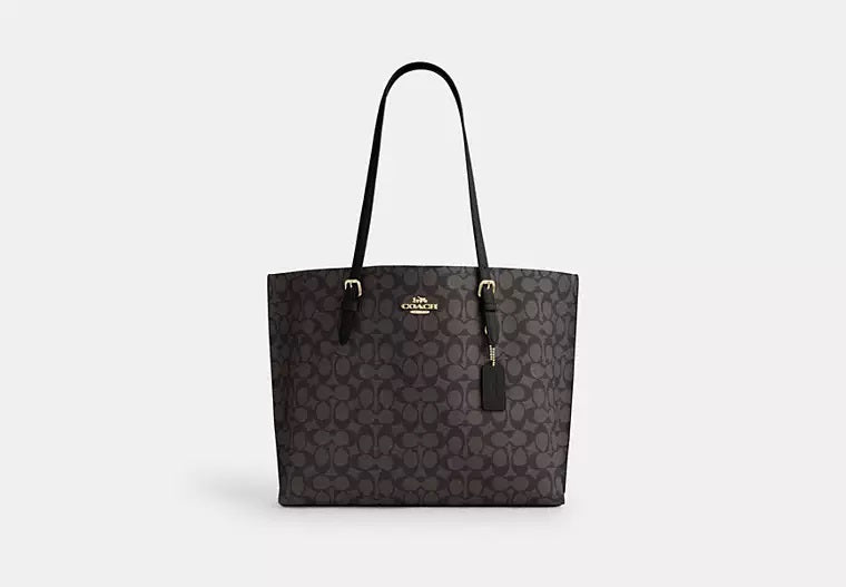 Mollie Tote Bag In Signature Canvas Walnut Black Coach