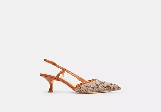 Rosie Slingback In Crystal Signature Jacquard Burnished Amber Coach