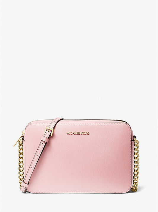 Jet Set Large Logo Crossbody Bag Powder Blush Michael Kors