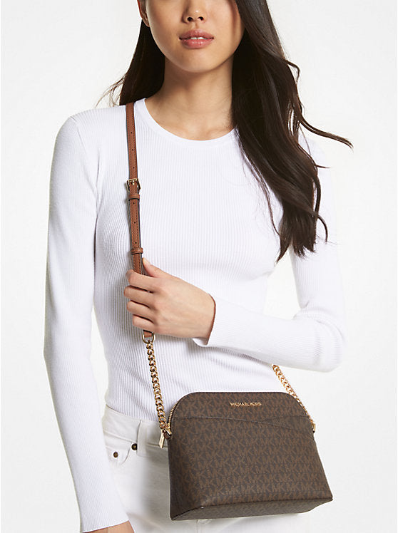 Jet Set Travel Medium Logo Dome Crossbody Bag Brown Michael Kors