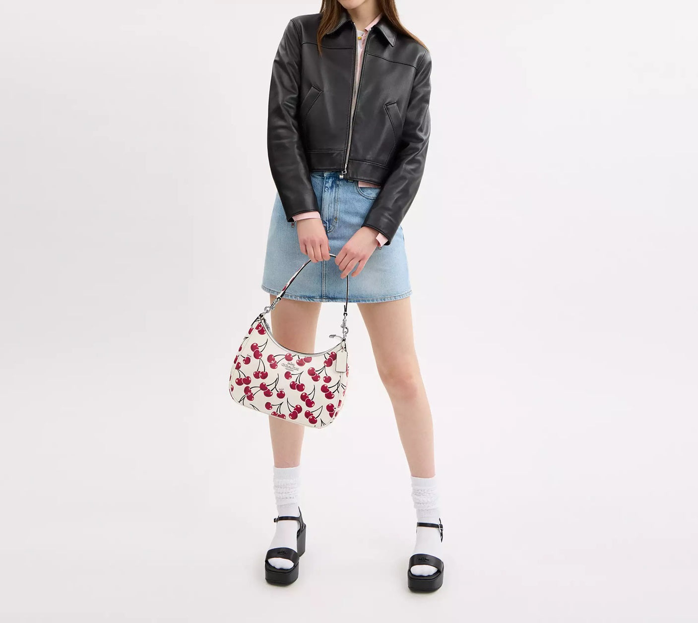 Teri Hobo Bag With Cherry Print Chalk Multi Coach
