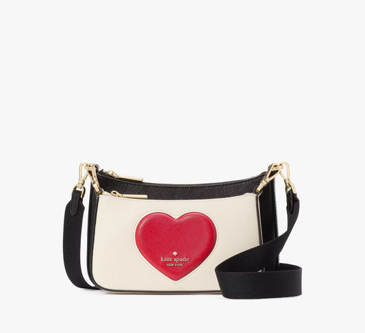 Duet Puffy Heart Crossbody Bag Meringue Multi Kate Spade