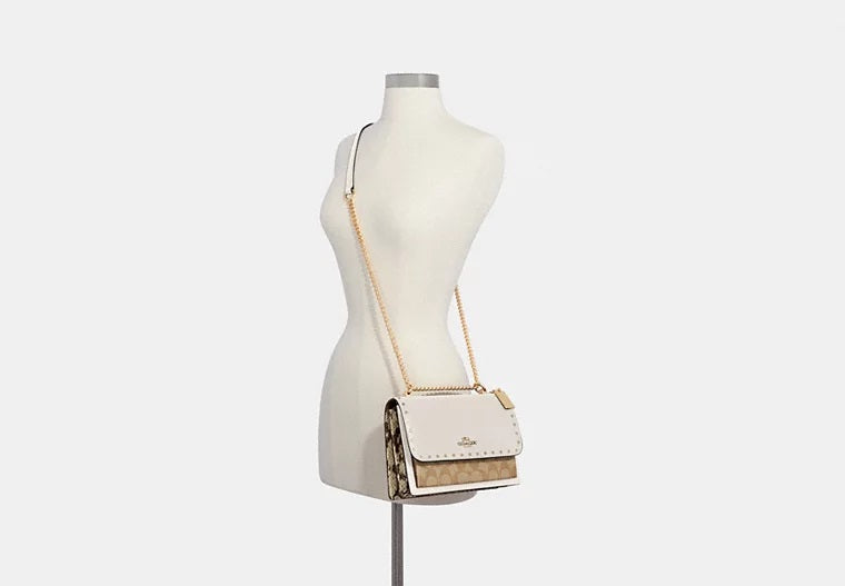 Klare Crossbody Bag In Signature Canvas With Rivets Light Khaki Multi Coach