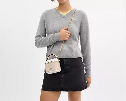 Ava Crossbody Bag In Signature Canvas Chalk Coach