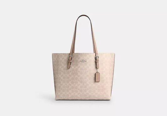 Mollie Tote Bag In Signature Canvas Sand Taupe Coach