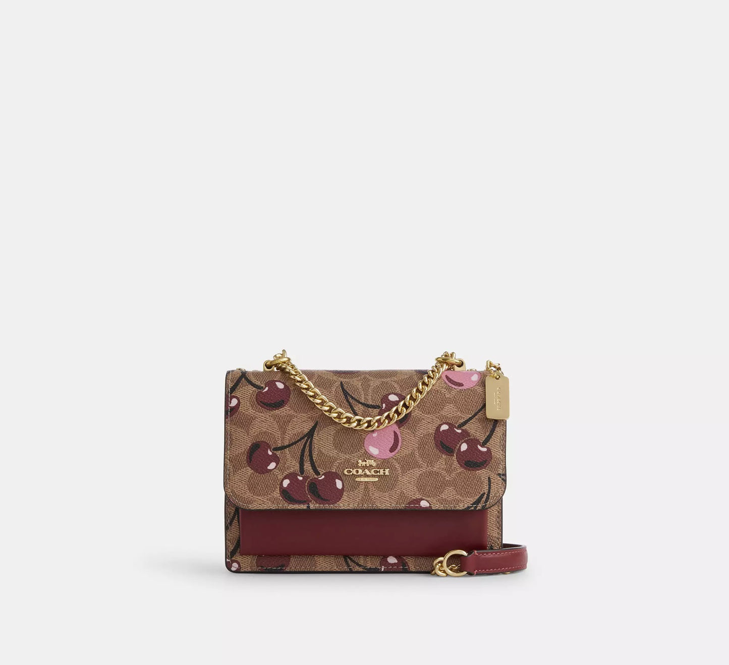 Mini Klare Crossbody Bag In Signature Canvas With Cherry Print Tan Multi Coach