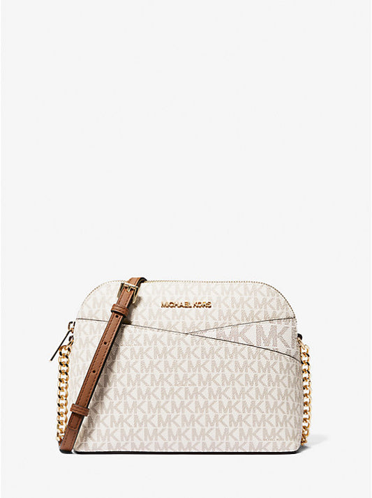 Jet Set Travel Medium Logo Dome Crossbody Bag Vanilla Michael Kors