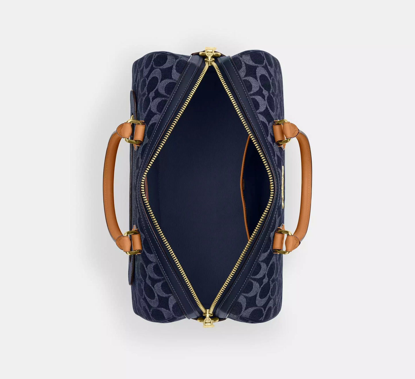 Rowan Large Satchel Bag In Signature Canvas Denim Natural Coach