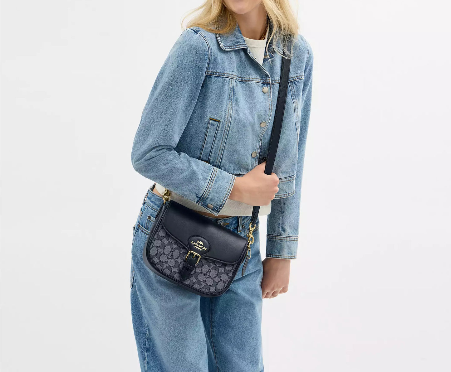 Amelia Saddle Bag In Signature Jacquard Coach