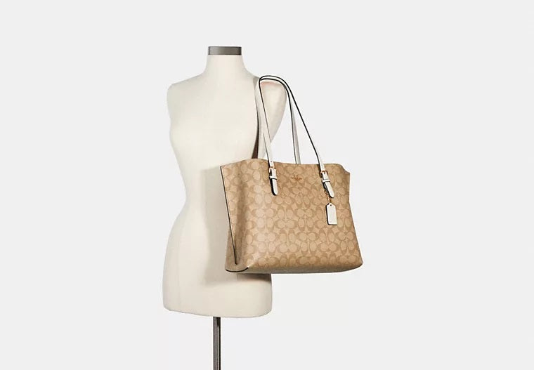 Mollie Tote Bag In Signature Canvas Light Khaki Chalk Coach