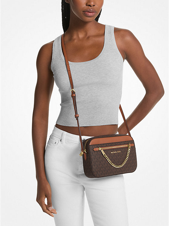 Jet Set Large Logo Crossbody Bag Brown Michael Kors