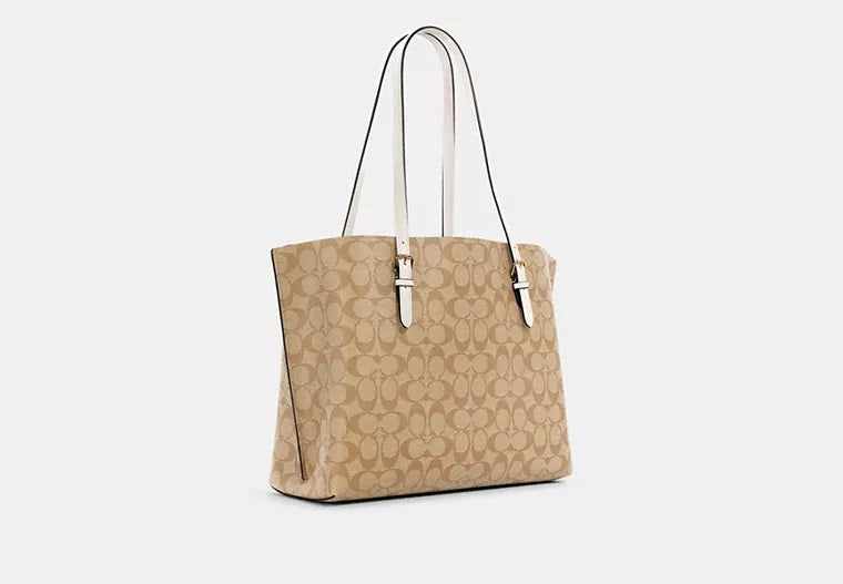 Mollie Tote Bag In Signature Canvas Light Khaki Chalk Coach