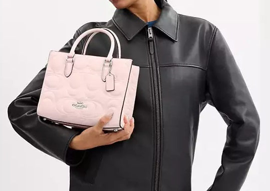 Maggie Small Tote Bag In Signature Leather Blush Coach