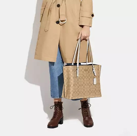 Mollie Tote Bag In Signature Canvas Light Khaki Chalk Coach