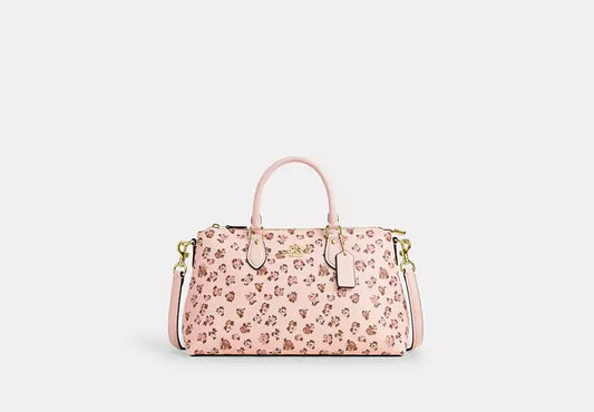 Georgia Satchel Bag With Rose Print Bag Blush Multi Coach