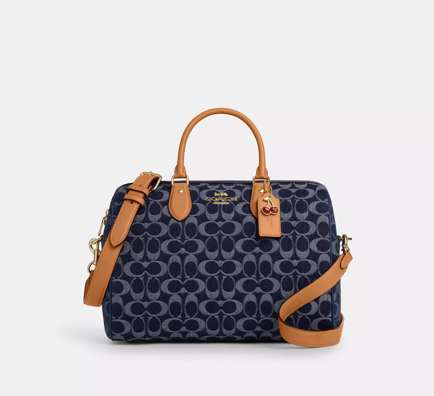 Rowan Large Satchel Bag In Signature Canvas Denim Natural Coach