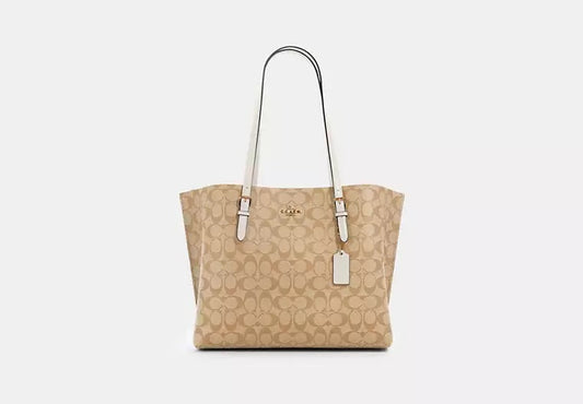 Mollie Tote Bag In Signature Canvas Light Khaki Chalk Coach