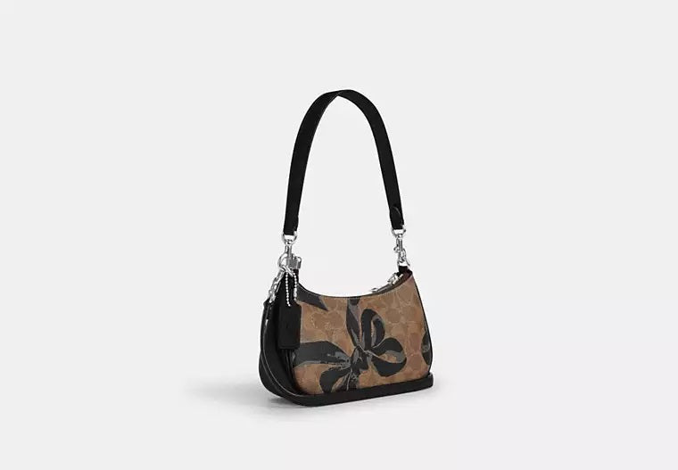 Teri Mini Crossbody Bag In Signature Canvas With Bow Print Black Coach