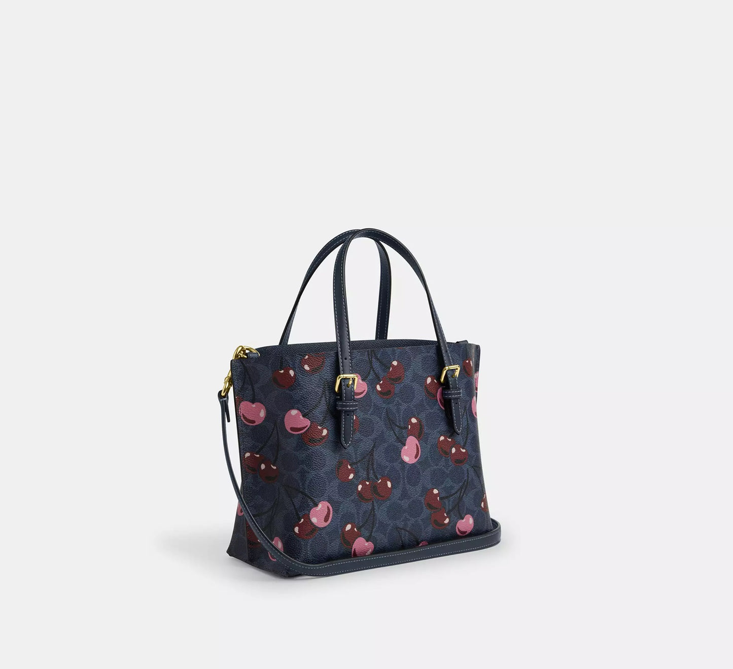 Mollie Tote Bag 25 In Signature Canvas With Cherry Print Denim Multi Coach