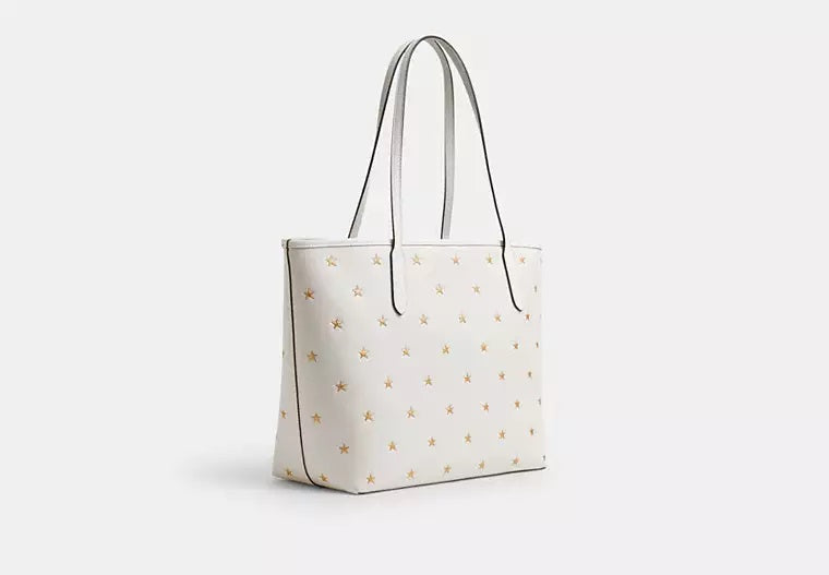 City Tote Bag With Star Print Chalk Coach