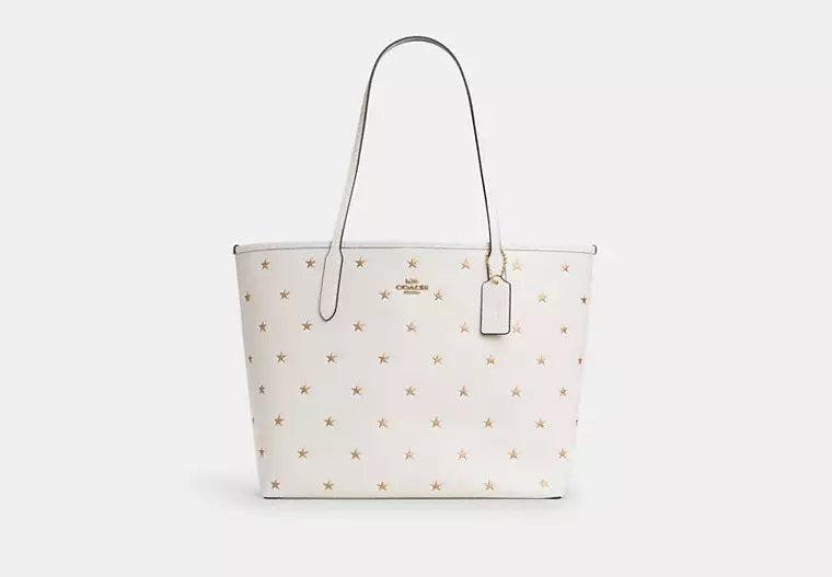 City Tote Bag With Star Print Chalk Coach