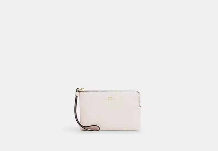 Corner Zip Wristlet Chalk Coach