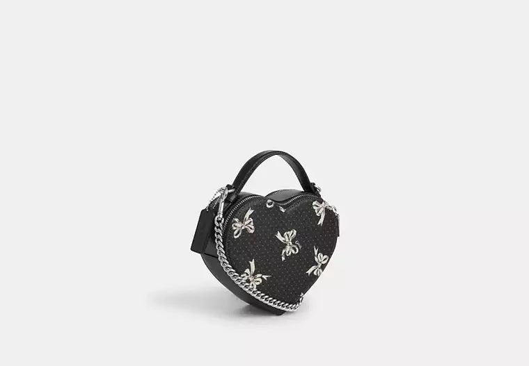 Heart Crossbody Bag With Bow Print Black Coach