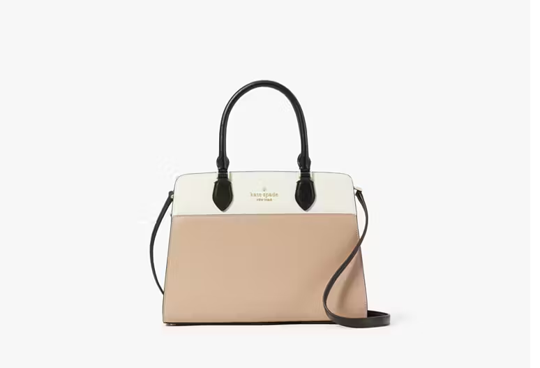 Madison Colorblock Saffiano Leather Medium Satchel Bag Toasted Hazelnut Kate Spade