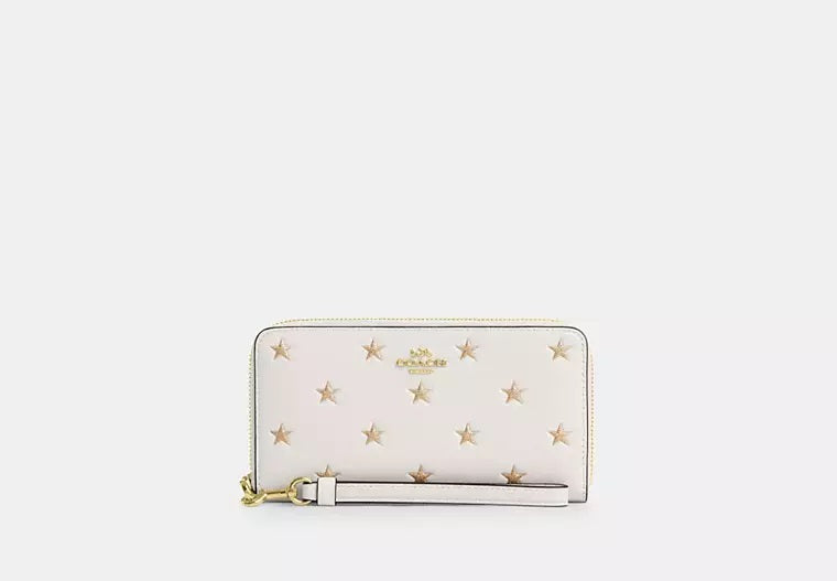 Long Zip Around Wallet With Star Print Chalk Coach