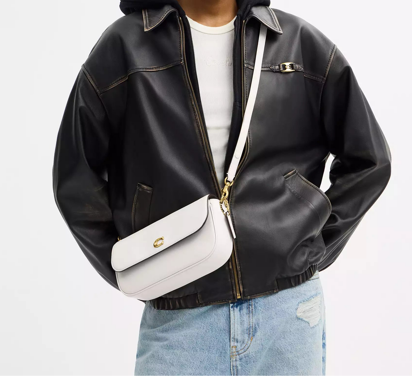 Brook Flap Chain Bag Chalk Coach