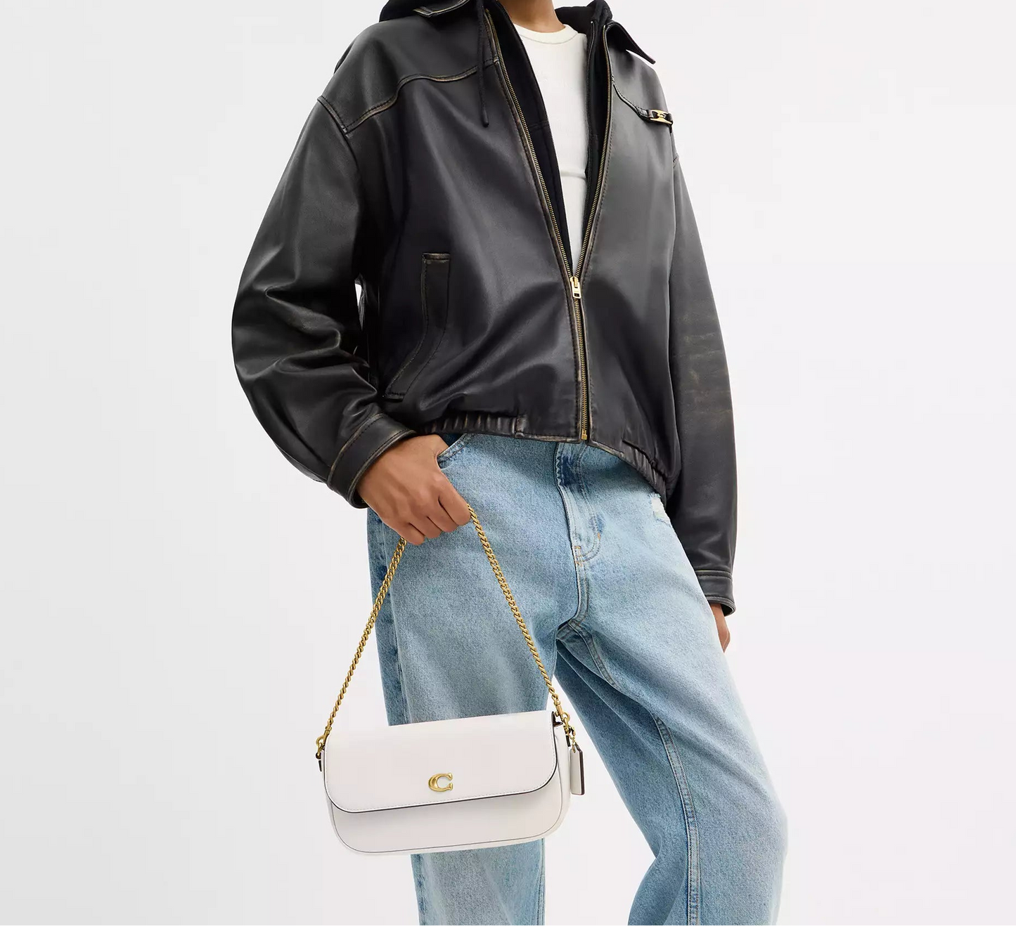 Brook Flap Chain Bag Chalk Coach