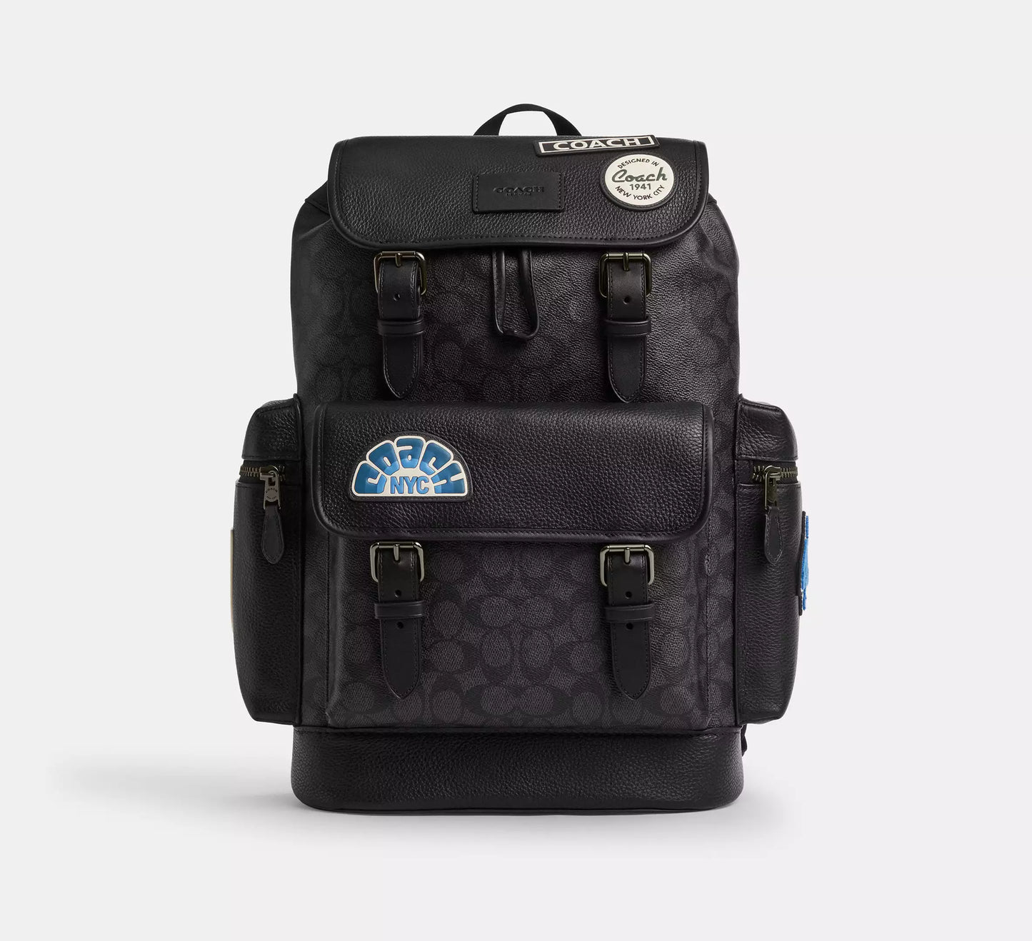 Sprint Backpack In Signature Canvas With Patches Charcoal Coach