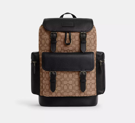 Sprint Backpack In Signature Jacquard Tan Black Coach