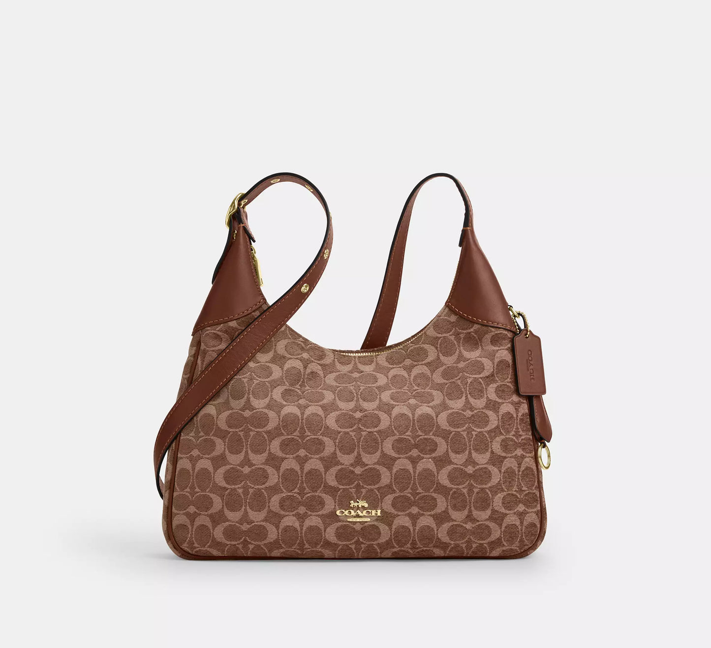 Ella Shoulder Bag In Signature Vintage Brown Chenille Coach