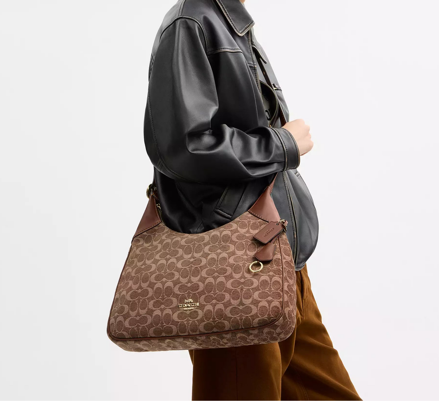 Ella Shoulder Bag In Signature Vintage Brown Chenille Coach
