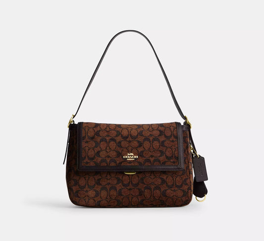 Etta Flap Bag In Signature Chenille Truffle Coach