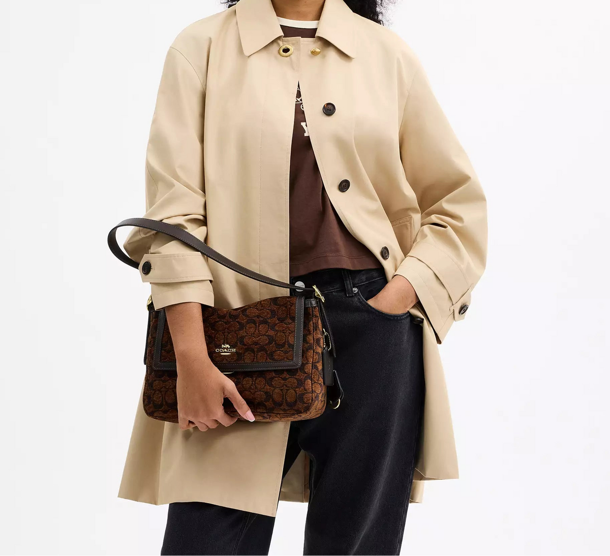 Etta Flap Bag In Signature Chenille Truffle Coach