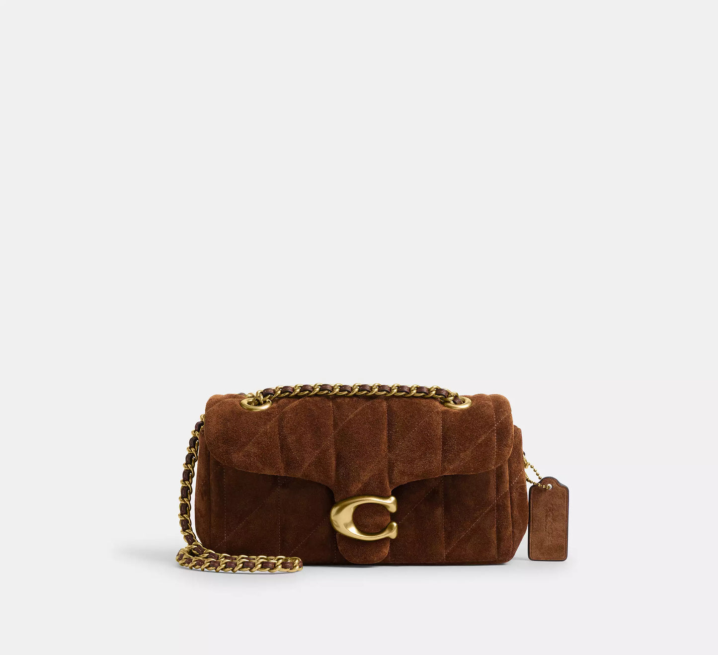 Tabby Quilted Suede Warm Brown Shoulder Bag 20 Coach